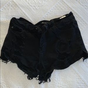 Black denim shorts